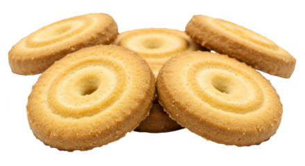Isolated Butter Cookies Food Dessert Sweet Round Biscuits Transparent Background