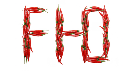 Isolated Chili Peppers Arranged as FHO Letters Red Spice Transparent