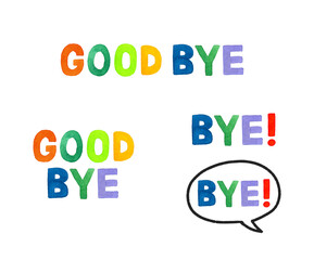 英語の別れのあいさつのカラフルな手書き文字セット