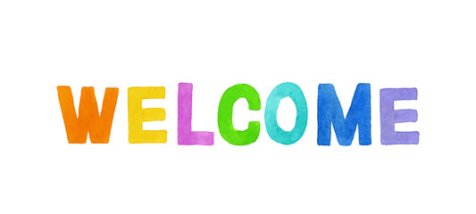welcome（ウェルカム）のカラフルな手書き文字