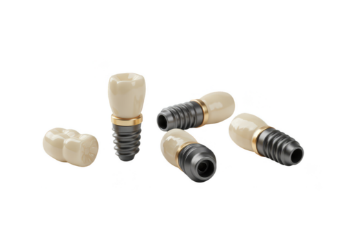 Isolated Dental Implant Tooth Crown Screw on Transparent Background