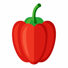Vibrant red bell pepper illustration with green stem