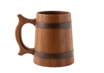 Illustration Wooden Beer Mug Isolated with Transparent Background