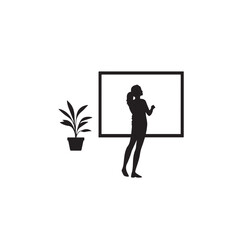 Obraz premium Vector art of woman presenting at whiteboard in classroom isolated on white background