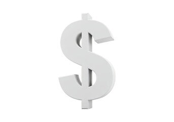 Isolated 3D Dollar Sign Money Wealth and Currency on White Background