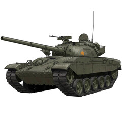 Isolated Illustration of Green Military Tank Weaponry Vehicle on Transparent