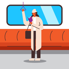 A Woman Reading On Her Commute On Train Vector Flat Illustration