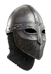 Isolated Image of a Medieval Knight Helmet with Chainmail Armor