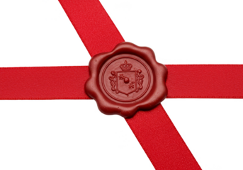 Isolated Background of Red Wax Seal on Ribbon Transparent Image