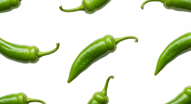 Isolated Background of Fresh Green Chili Pepper Spicy Vegetable Food