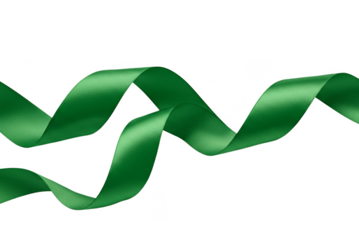 Isolated Green Ribbon Swirl Decoration for Gift Wrapping and Festive Design - Powered by Adobe