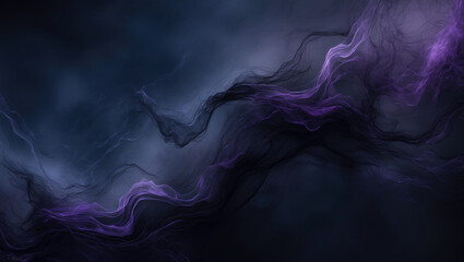 Abstract dark violet wavy smoke background, Flowing violet smoke waves on a dark, Mysterious and smooth violet colored smoke texture swirling across a deep background.