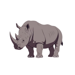 Obraz premium Isolated Pixel Art Illustration of a Gray Rhinoceros with Transparent BG