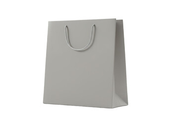 Isolated Illustration of Gray Paper Shopping Bag with Handles and Transparent Background