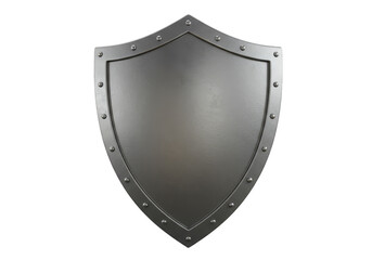 Isolated 3D Rendered Shield with Metallic Steel Finish for Protection