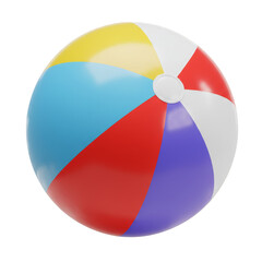 Isolated 3D Rendering Of Multicolored Beach Ball Inflatable Toy For Summer