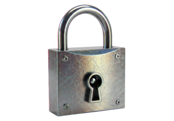 Isolated Metal Padlock For Security Protection with Transparent Background