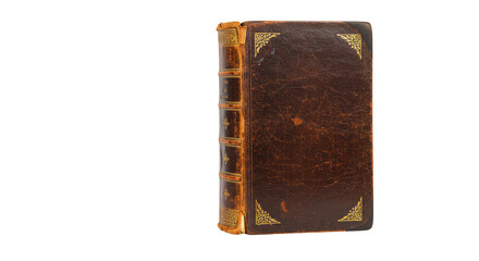 Isolated Old Leather Bound Book of Knowledge Antique Vintage Style