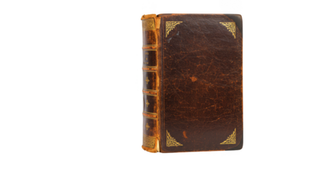 Isolated Old Leather Bound Book of Knowledge Antique Vintage Style