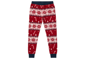 Isolated Red Pants with Christmas Snowflakes and Candy Canes Pattern
