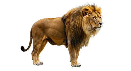 Obraz premium Majestic lion isolated on white background wildlife portrait animal king