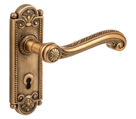 Vintage brass door handle isolated PNG antique door hardware PNG decorative handle PNG classic brass accessory PNG vintage home hardware PNG metal door knob PNG transparent background image