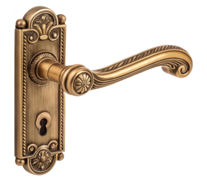 Vintage brass door handle isolated PNG antique door hardware PNG decorative handle PNG classic brass accessory PNG vintage home hardware PNG metal door knob PNG transparent background image