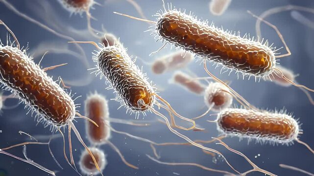 Realistic 3D Animation of Bacteria Cells with Flagella Microscopic Organism Detail