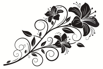 Black and White Azalea Flower Design Elements