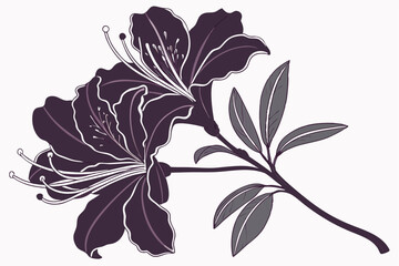 Black Azalea Flower Vector Design