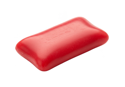 Isolated Red Chewing Gum Sweet Candy Piece with Transparent Background