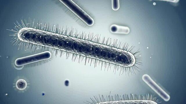 Detailed microscopic view of bacteria cells, showcasing microorganisms in science