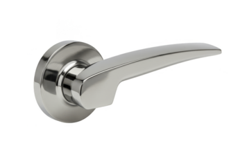 Isolated Silver Chrome Metal Door Handle Hardware with Transparency