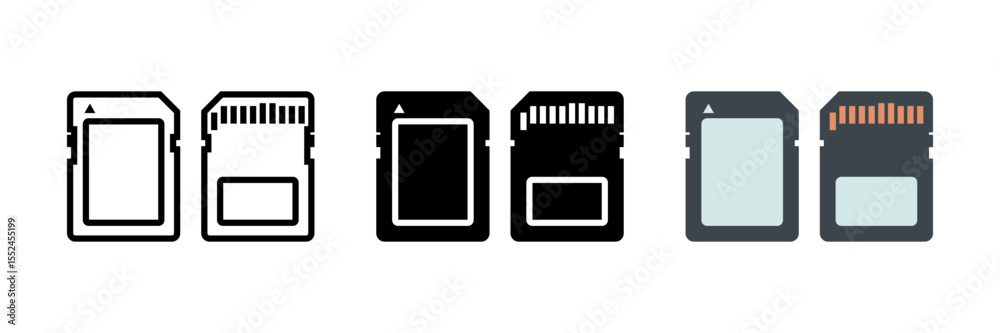 Fototapete Memory Card icon set. for mobile concept and web design on white background. vector illustration