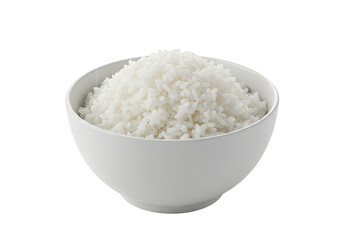 Isolated Transparent Background Bowl of Cooked White Rice Portion