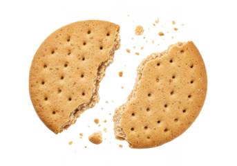 Isolated Transparent Background of Broken Brown Biscuit Cracker Cookie