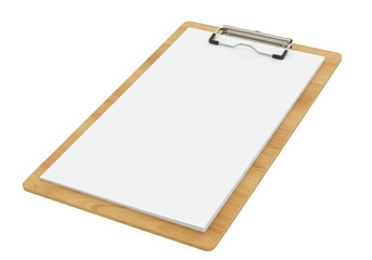 Isolated Clipboard with Blank White Paper a 3D Render on Transparent