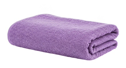 Isolated Lilac Folded Towel Texture Fabric Hygiene on Transparent Background