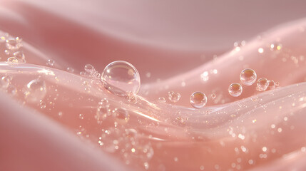 Water droplets cascade across a silken surface, a ballet of fluidity and light in a harmonious dance.