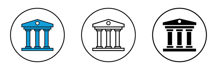 bank icon vector. bank building icon. government building . bank, museum, school, library, university and courthouse architecture vector design isolated on transparent background. vector illustration