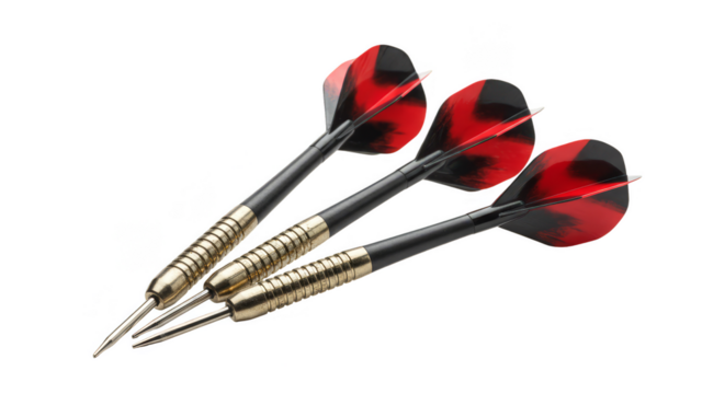 Isolated PNG Image Three Darts Arrows Red Black Target Sport Game