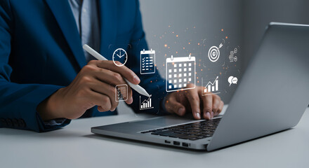 Businessman Planning Business Strategy on Laptop