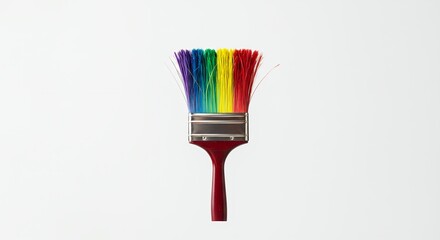 Rainbow paintbrush against white background