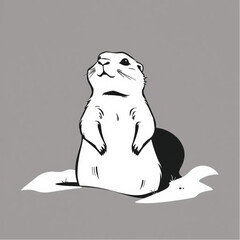 A prairie dog standing sentinel at its burrow entr...