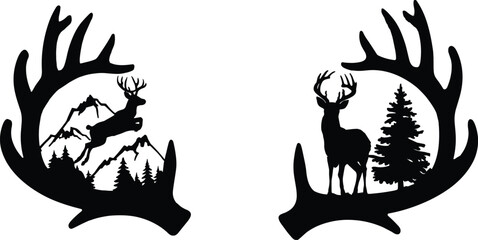 Deer antler scene eps, Elk antler scene eps,  Deer hunting eps, Forest mounatin scene eps, Nature deer eps
Metal Deer Decor, Metal Deer Family Wall Art, Home Office Decoration, Wildlife Lover Gift, Wa