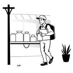 A milkman making his early morning rounds