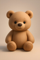 Fototapeta premium 3D Render of a Cute Plush Teddy Bear with Soft Lighting and Minimalist Background