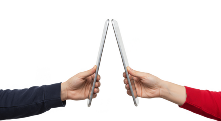 Isolated Human Hands Hold Silver Metal Tongs Transparent Background