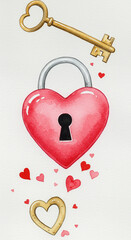 red heart with key