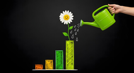 Watering Bar Graph with Growth Concept